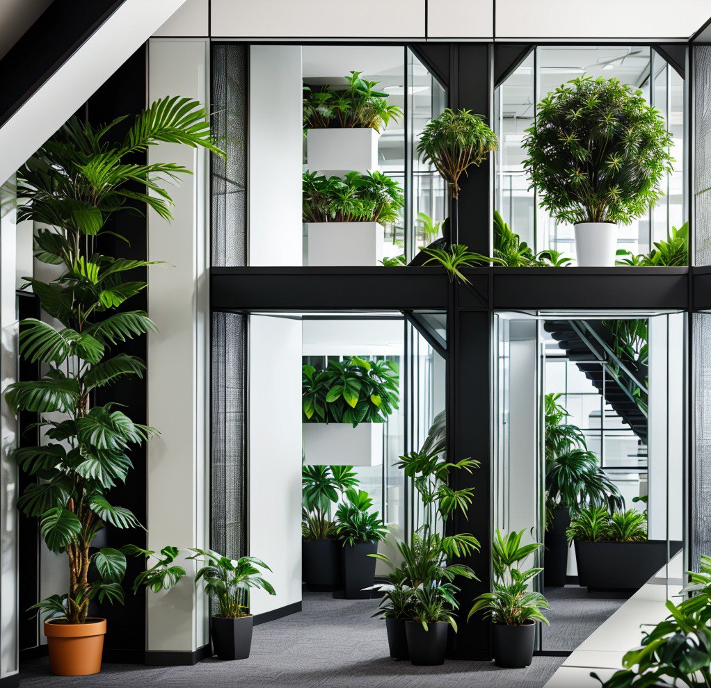 AI generated image of Iborn logo decorated with plants.