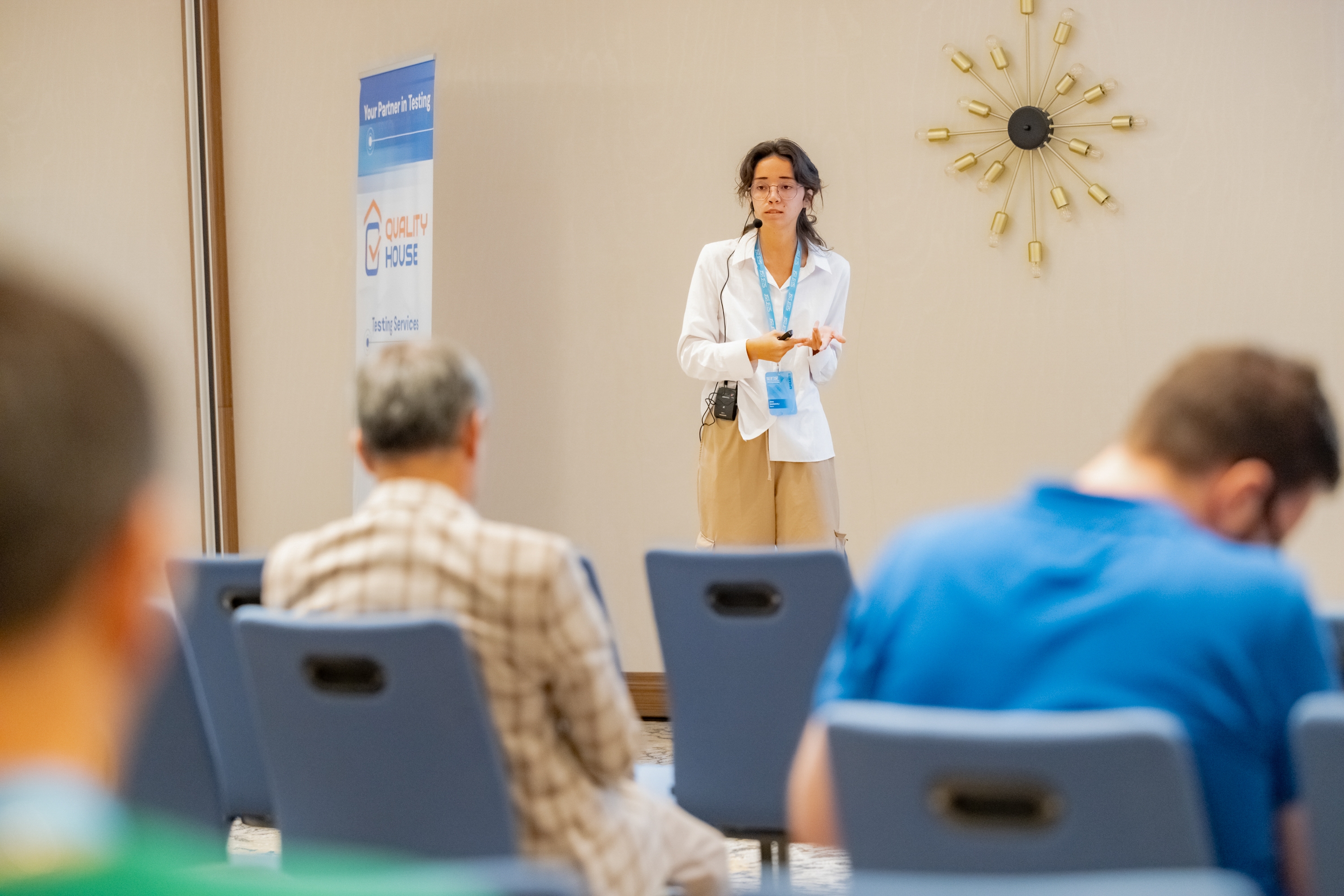 Jana giving her presentation at SEETEST 2025 