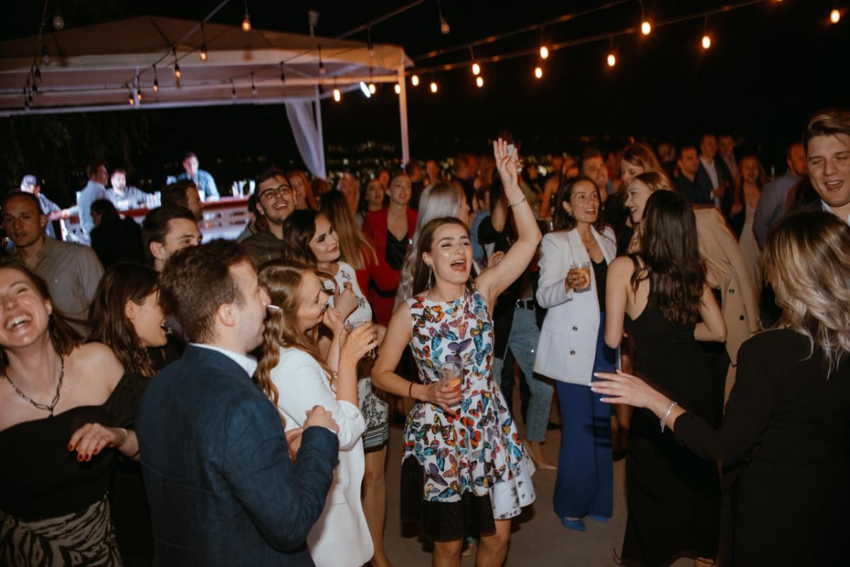 People dancing at the founding anniversary party.