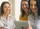 Three women standing and using an iPad.