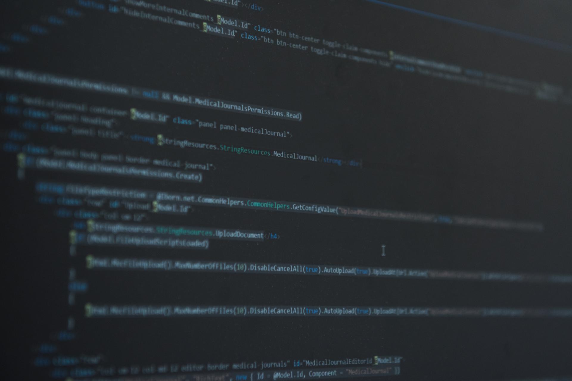 A close-up of a computer screen displaying lines of code.