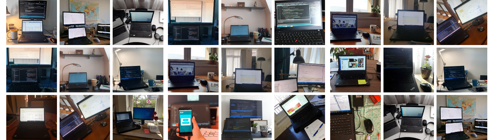 Collection of laptops and monitors in different sizes.