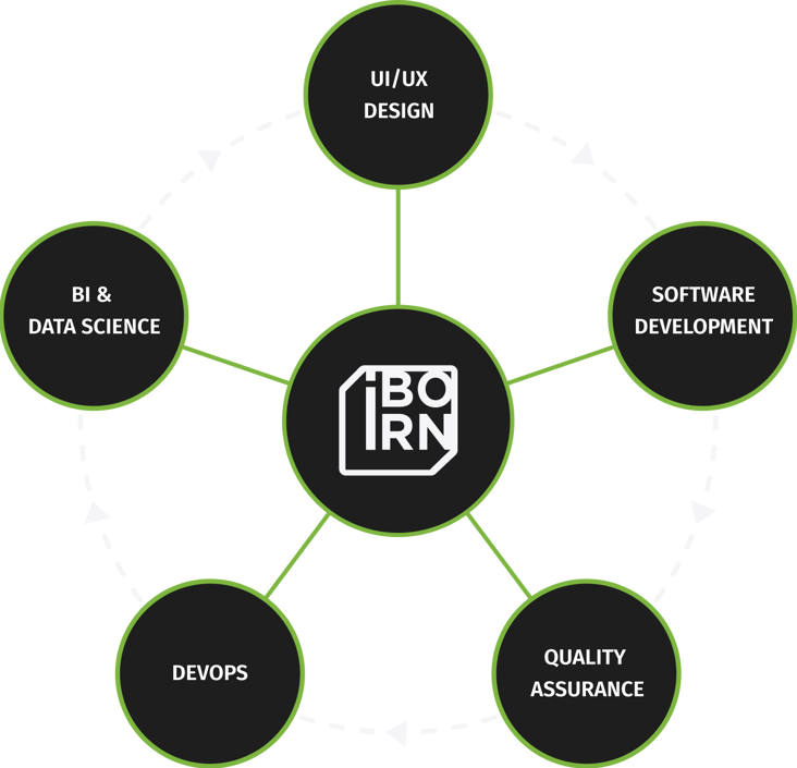 Infographic of IBORN's services.