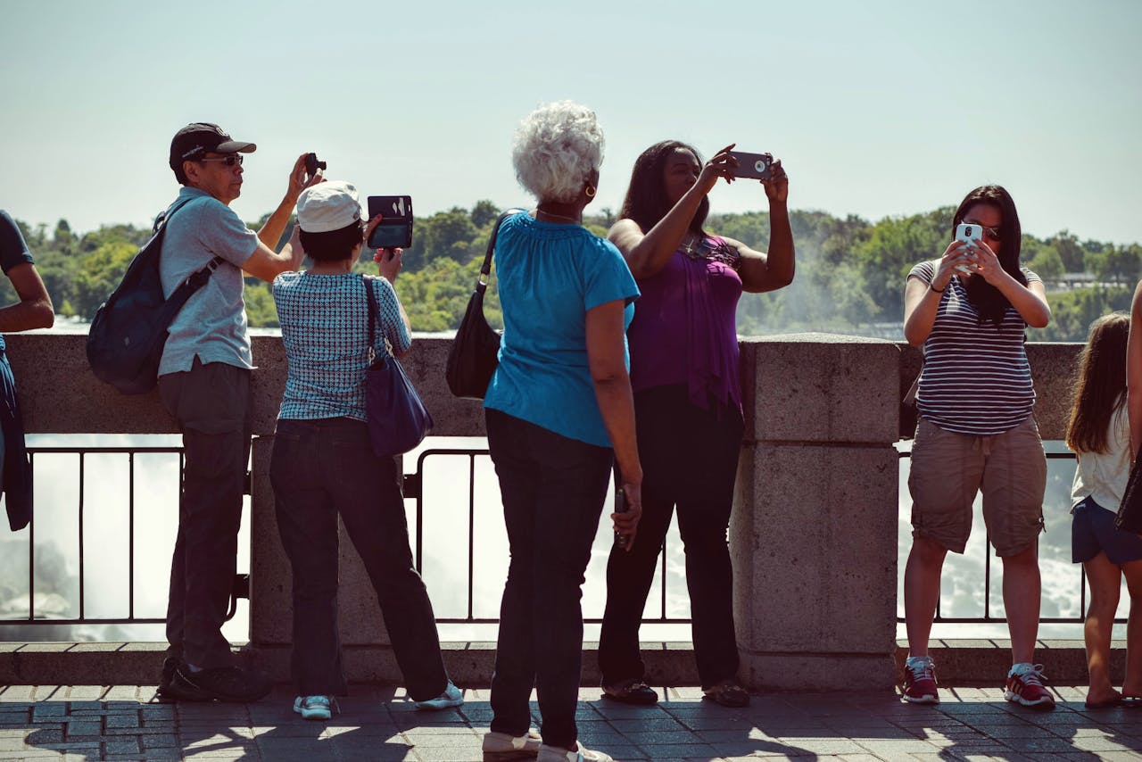 Tourist using a mobile phone.